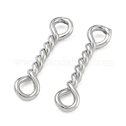 304ステンレス鋼ツイストバーコネクタチャーム  変色しない  ステンレス鋼色  18x4x2mm  穴：2mm&nbsp;STAS-L300-002P-01