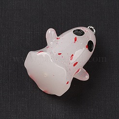 ハロウィーンテーマの光る樹脂ペンダント  暗闇で光る  ゴースト  35x25x21mm  穴：2mm&nbsp;RESI-S06-01B