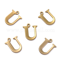 304ステンレススチールアルファベットチャーム  アンティークブロンズ  文字.u  12x9.5x1mm  穴：1mm&nbsp;STAS-H122-U-AB