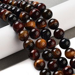天然石タイガーアイビーズ連売り  グレードAB +  染め  ラウンド  10mm  穴：1mm  約38個/連  38cm&nbsp;G-G448-10mm-21AB