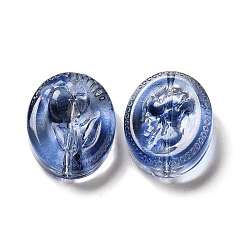 透明ガラスビーズ  花柄とオーバル  ミックスカラー  18x15x8mm  穴：1.2mm&nbsp;GLAA-O023-10