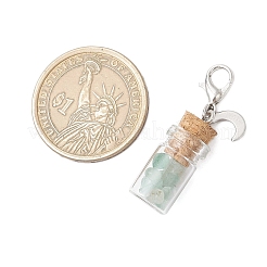21Pcs 7 Styles Chakra Natural & Synthetic Gemstone Chips inside Glass Wishing Bottle Pendant Decoration&nbsp;HJEW-JM03306
