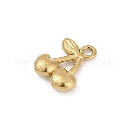304ステンレススチールチャーム  18KGP本金メッキ  チェリー  9.5x7.5x2.5mm  穴：1.2mm&nbsp;STAS-D366-08D-G