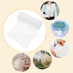 弾性レース刺繍コスチュームアクセサリー  アップリケパッチ  ミシンクラフト装飾  花  ホワイト  150~160mm&nbsp;DIY-WH0185-08A