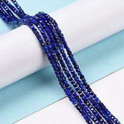天然石ラピスラズリビーズ連売り  多面カット  キューブ  2x2x2mm  穴：0.5mm  約195~200個/連  15.16~15.35インチ（38.5~39cm）&nbsp;G-C009-B08