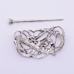 チベットスタイルの合金ヘアフォーク  トリニティノット/トリケトラ  アイルランド人  アンティークシルバー  41x68x15mm&nbsp;OHAR-WH0016-30