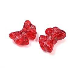 透明ガラスビーズ  蝶結び  焼き付け塗料  ミックスカラー  13x17.5x8.5mm  穴：1mm&nbsp;DGLA-E004-10A