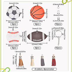 DIY Sports Ball Acrylic Pendant Keychain Making Kits&nbsp;DIY-SP0001-43