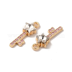 ラックメッキ合金ラインストーンペンダント  ニッケルフリー  ガラスと  スターキーチャーム  ゴールドカラー  透明  24x8.5x5.5mm  穴：2mm&nbsp;PALLOY-O106-12G-01