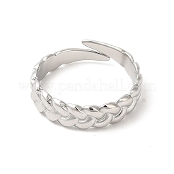 Non-Tarnish 304 Stainless Steel Twist Rope Shape Open Cuff Ring for Women&nbsp;RJEW-E063-31P