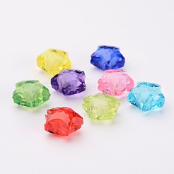 透明なアクリルビーズ  二層ビーズ  スター  ミックスカラー  16x15x10mm  穴：2mm&nbsp;X-TACR-S091-16mm-M