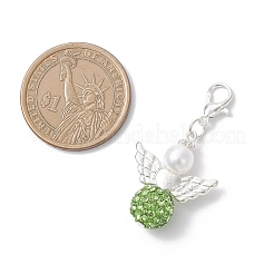 6Pcs Angel Polymer Clay & Crystal Rhinestone Pendant Decorations&nbsp;HJEW-JM04543