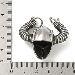 316サージカルステンレスペンダント  ヘルメット  アンティークシルバー  38x40x21mm  穴：7mm&nbsp;STAS-Z073-108AS
