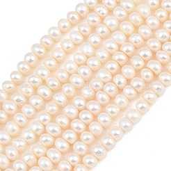 天然養殖淡水パールビーズ連売り  ロンデル  グレード5 A  フローラルホワイト  7~8mm  穴：0.2mm  約65~67個/連  14.96''（38センチメートル）&nbsp;PA-CBAFEE8-17I