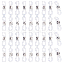 100個の眼鏡ホルダー  メガネゴムラバーループエンド  鉄とプラスチック  銀  19x4.2mm&nbsp;IFIN-CN0001-04