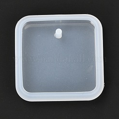 DIYペンダントシリコンモールド  レジン型  粘土工芸の金型ツール  正方形  ホワイト  42x42x7.5mm  穴：3mm&nbsp;DIY-P028-06