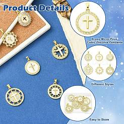 6Pcs 6 Styles Brass Micro Pave Cubic Zirconia Pendants&nbsp;KK-CJ0004-11