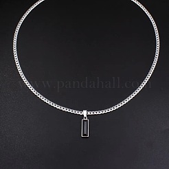 Rectangle 304 Stainless Steel Cubic Zirconia Snake Chain Pendant Necklaces&nbsp;FS-WGB1AC9-01