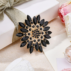 衣類用合金アクリルラペルピン1個  花  ブラック  67mm&nbsp;JEWB-CP0001-55A