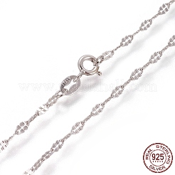 変色防止ロジウムメッキ925スターリングシルバーリンクチェーンネックレス  スプリングリングの留め金と  プラチナ  17.7インチ（45cm）&nbsp;STER-L059-16P