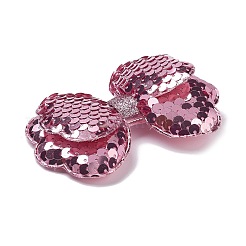 パイエット布フェルト生地ワニ口ヘアクリップ  合金クリップ付き  淡いバイオレットレッド  90x60x22mm&nbsp;OHAR-R100-02D