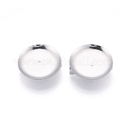 304ステンレススチールブローチカボションセッティング  フラットラウンド  ステンレス鋼色  25.50mm&nbsp;X-STAS-E547-08H-P