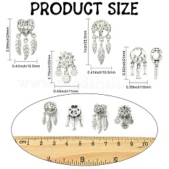 12個 4スタイル 合金ヨーロピアンビーズ  大穴ビーズ  プラチナ  混合図形  20~25.5x10~11x7~7.5mm  3個/スタイル&nbsp;FIND-CJ0005-01