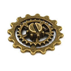 チベットスタイルの合金スチームパンクペンダント  カドミウムフリー＆鉛フリー  ギア  アンティークブロンズ  21.5x4mm  約420個/1000g&nbsp;TIBEP-Q061-15AB-LF