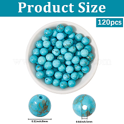 天然マグネサイトビーズ連売り120本  染め＆加熱  ラウンド  8mm  穴：1mm&nbsp;G-PA0001-34
