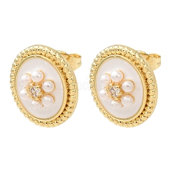 Brass Micro Pave Clear Cubic Zirconia Stud Earrings&nbsp;KK-CBADE12-06G