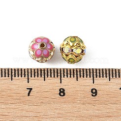 真鍮、合金、ラインストーン、エナメルビーズ  長持ちメッキ  ラウンド  ミックスカラー  ゴールドカラー  8mm  穴：1mm&nbsp;RB-CBA973B-11A-G