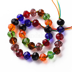 透明ガラスビーズ連売り  多面カットそろばん  ミックスカラー  8x6mm  穴：1.2mm  約31個/連  9.25インチ〜9.45インチ（23.5cm〜24cm）&nbsp;GLAA-T025-01A