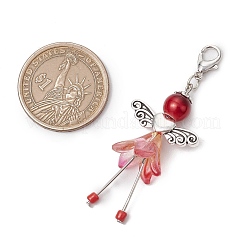 6Pcs 6 Colors Fairy Alloy Beaded & Glass & Acrylic Beaded Pendant Decoration&nbsp;HJEW-JM03064