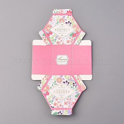 六角形のお菓子の包装箱 結婚披露宴のギフト用の箱 ボックス 花と言葉