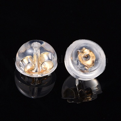 925スターリングシルバーピアスキャッチ  18KGP本金メッキ  5x4mm  穴：0.6mm&nbsp;STER-E062-01G-1