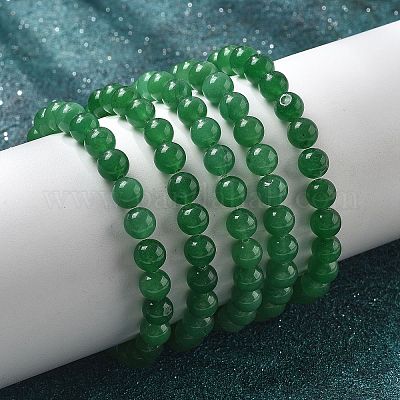 Natural Malaysia Jade(Dyed) Bead Stretch Bracelets&nbsp;BJEW-K212-B-013-1