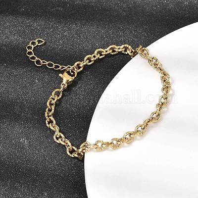 女性用ハンマー加工304ステンレススチールアズキチェーンブレスレット