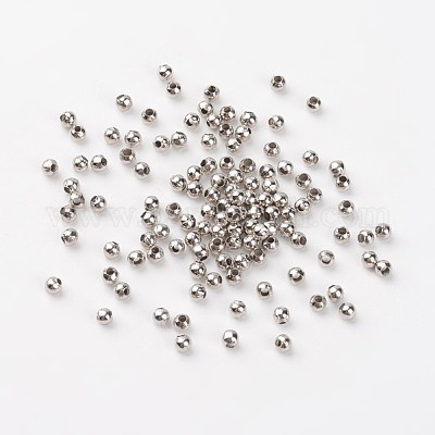 アイアン製スペーサービーズ  ラウンド  プラチナ  直径3mm  厚さ3mm  穴：1.2mm&nbsp;E006-1