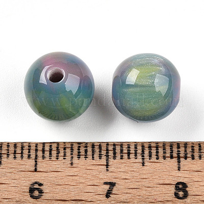 樹脂ビーズ  ラウンド  ツートン  ディープスカイブルー  10mm  穴：2mm&nbsp;RESI-YW0004-28B-05-1
