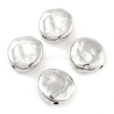 CCBプラスチックビーズ  フラットラウンド  プラチナ  14x5.5mm  穴：1.5mm  724個/ 500g&nbsp;CCB-S164-08P-1