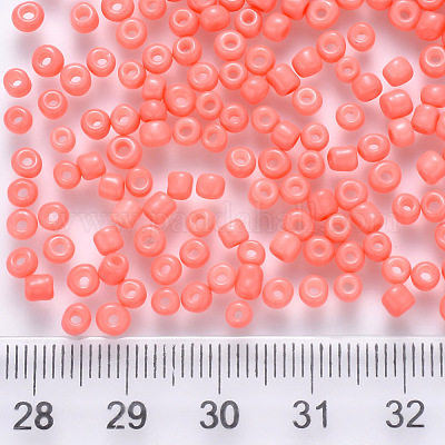 12/0ベーキングペイントガラスラウンドシードビーズ  ライトコーラル  1.5~2x1.5mm  穴：0.5~1mm  約30000個/ポンド&nbsp;SEED-S036-01A-12-1