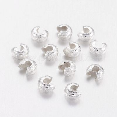 真鍮製つぶし玉カバーカシメ玉カバー  ニッケルフリー  銀色のメッキ  直径4mm  穴：2mm&nbsp;KK-G016-S-NF-1