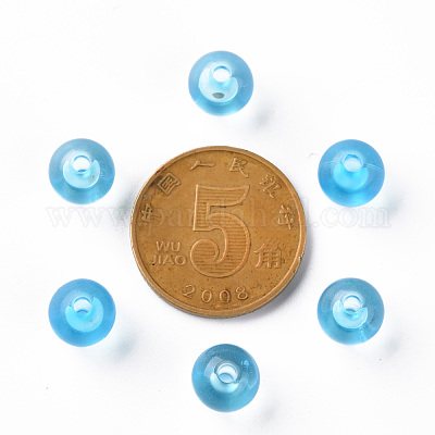 透明なアクリルビーズ  ラウンド  淡いターコイズ  8x7mm  穴：2mm  約1745個/500g&nbsp;MACR-S370-A8mm-755-1