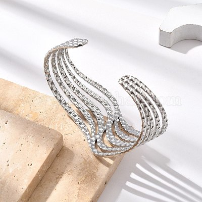 304 Stainless Steel Cuff Bangles&nbsp;BJEW-B108-12P-1