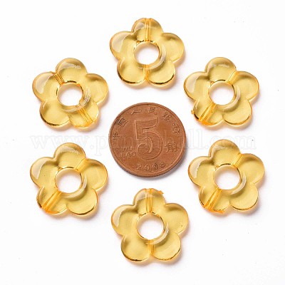 透明なアクリルビーズフレーム  花  オレンジ  19x20x3.5mm  穴：1.6mm  内径：6.5mm  約632個/500g&nbsp;TACR-S154-29B-81-1
