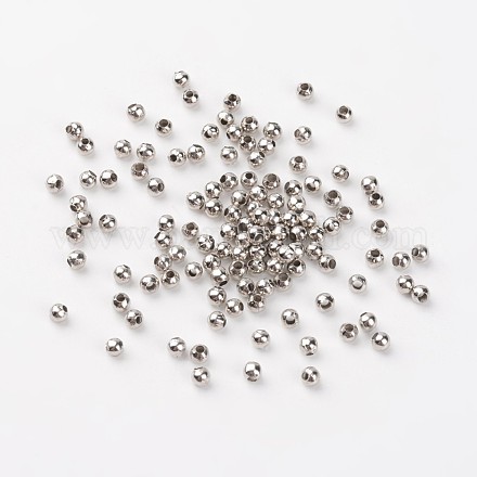 アイアン製スペーサービーズ  ラウンド  プラチナ  直径3mm  厚さ3mm  穴：1.2mm&nbsp;E006-1