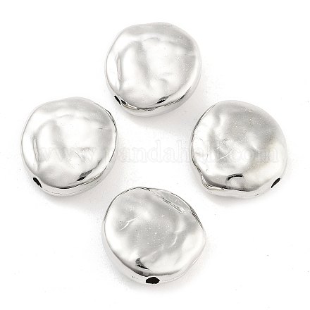 CCBプラスチックビーズ  フラットラウンド  プラチナ  14x5.5mm  穴：1.5mm  724個/ 500g&nbsp;CCB-S164-08P-1