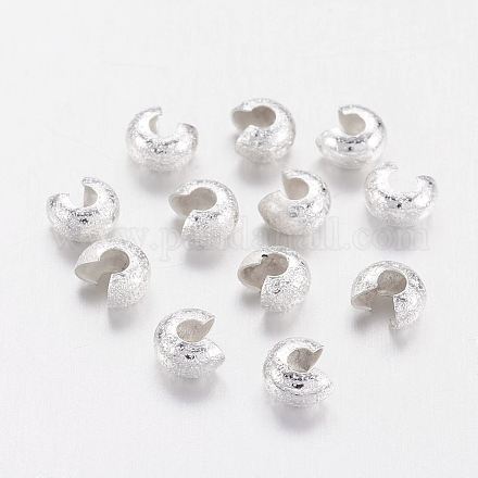 真鍮製つぶし玉カバーカシメ玉カバー  ニッケルフリー  銀色のメッキ  直径4mm  穴：2mm&nbsp;KK-G016-S-NF-1