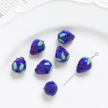 ランプワークビーズ  3のdイチゴ  ブルー  15x11mm&nbsp;INS-PW0001-03G-1-1