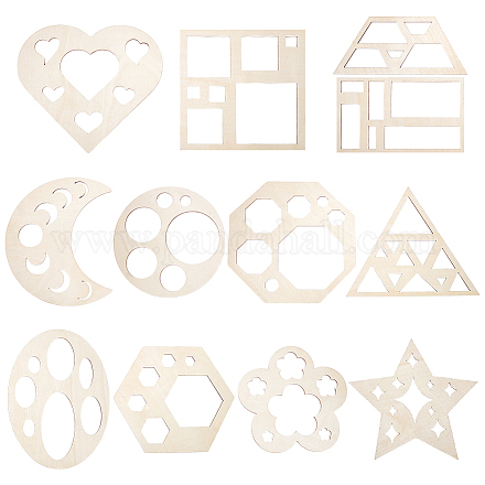12Pcs MDF Geometric Shape Template&nbsp;DIY-UN0007-96A-1